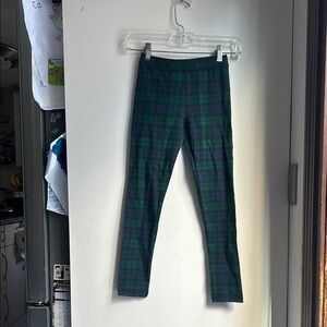 Kids Green and Blue Tartan Leggings with Elastic Waistband